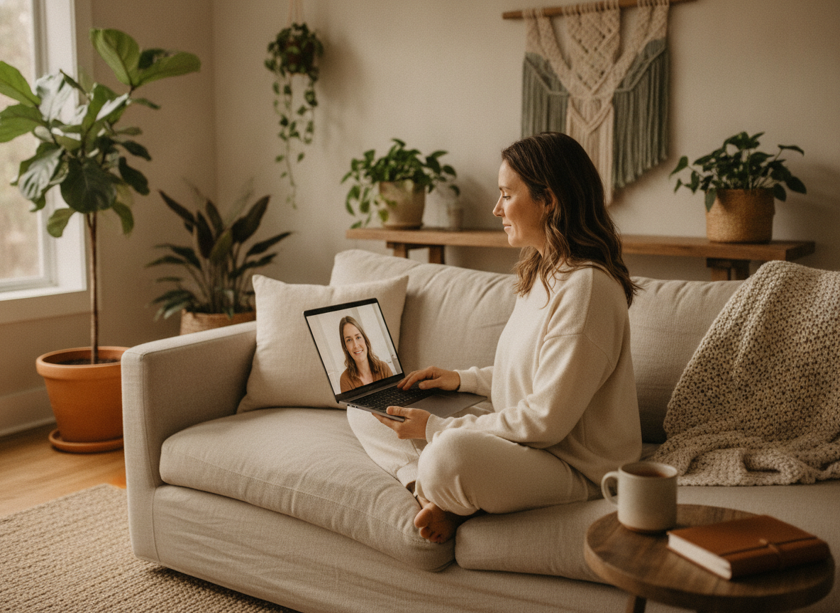 Persona en videoconsulta desde casa